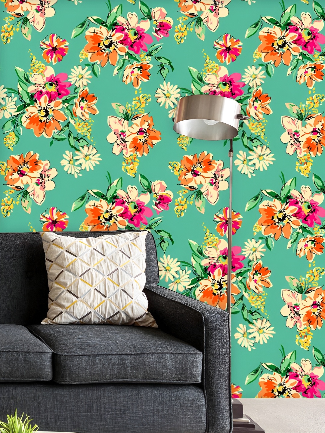 

ArtzFolio Printed UV-Resistant Anti-Bacterial Colorful Floral Pattern Peel & Stick Wallpaper, Multi