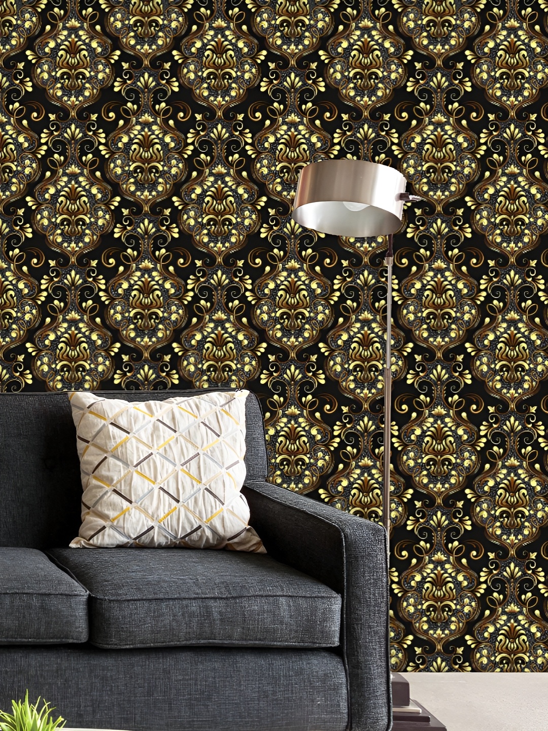 

ArtzFolio Printed UV-Resistant Anti-Bacterial Luxury Damask Pattern Peel & Stick Wallpaper, Multi