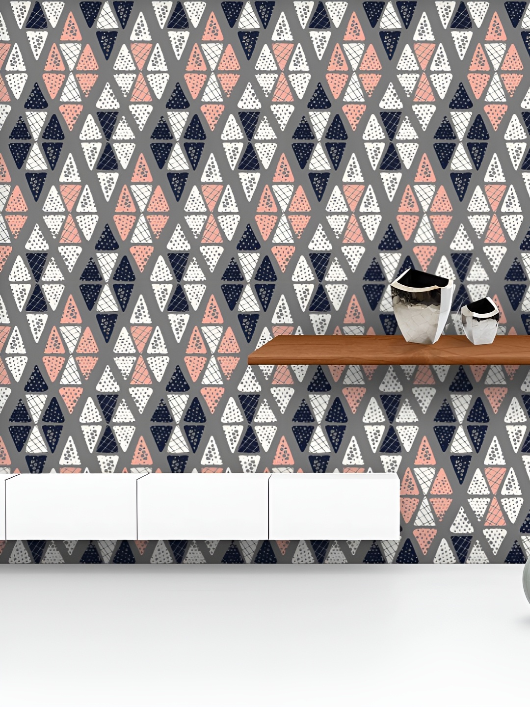 

ArtzFolio Printed UV-Resistant Anti-Bacterial Tribal Textured Argyle Peel & Stick Wallpaper, Multi