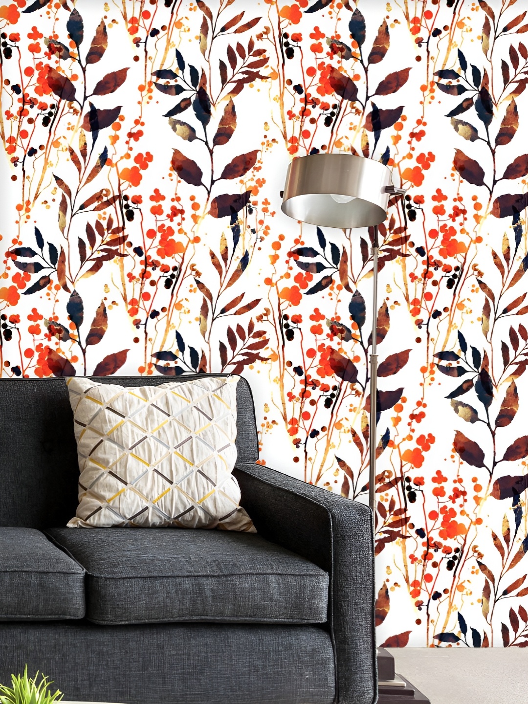 

ArtzFolio Printed UV-Resistant Anti-Bacterial Flowers And Leaves Imprints Peel & Stick Wallpaper, Multi