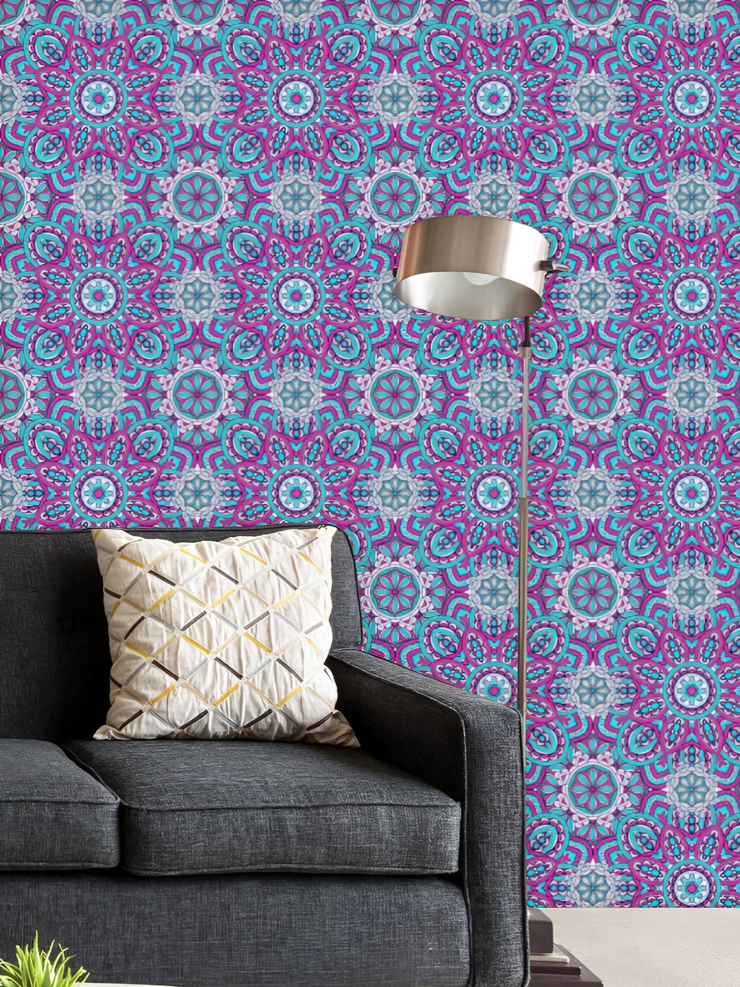 

ArtzFolio Printed UV-Resistant Anti-Bacterial Indian Boho Mandala Peel & Stick Wallpaper, Multi