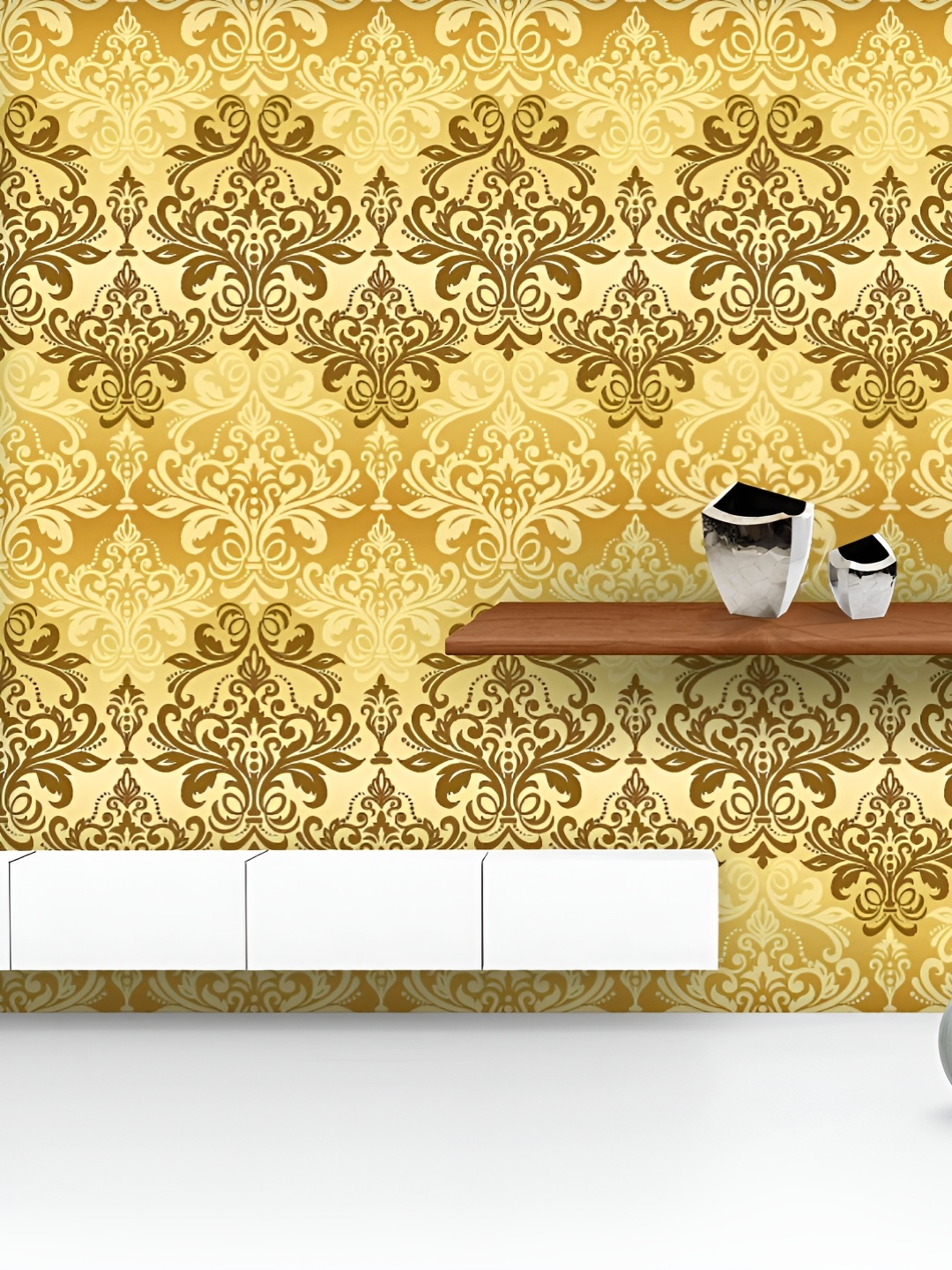 

ArtzFolio Printed UV-Resistant Anti-Bacterial Damask Pattern Peel & Stick Wallpaper, Multi