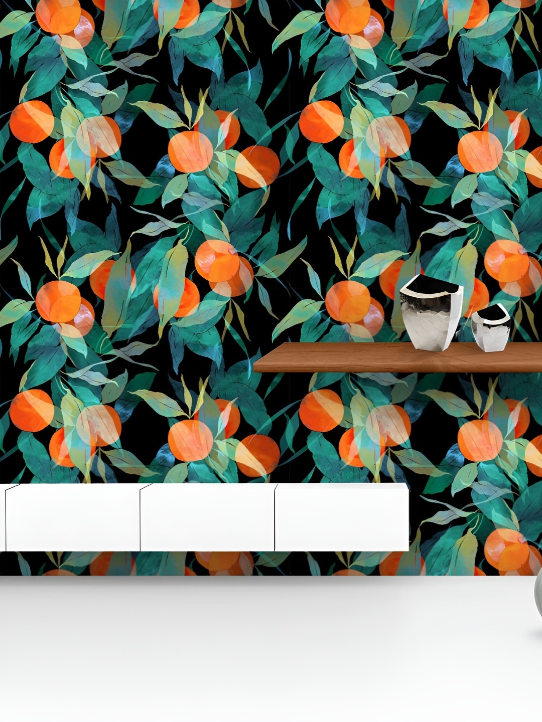 

ArtzFolio Printed UV-Resistant Anti-Bacterial Subtropical Tangerine Tree Imprints Peel & Stick Wallpaper, Multi