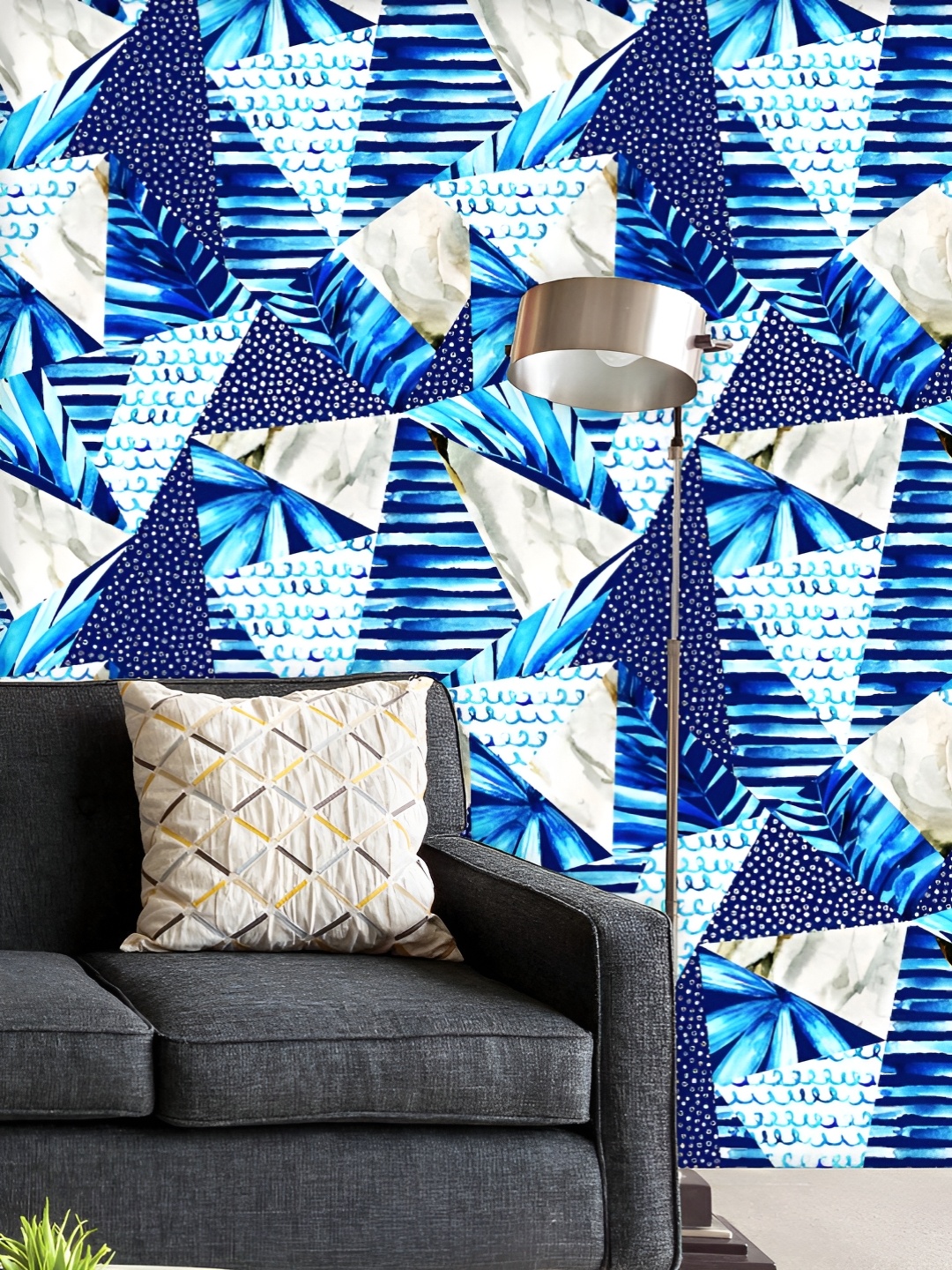 

ArtzFolio Printed UV-Resistant Anti-Bacterial Abstract Marine Triangles Peel & Stick Wallpaper, Multi