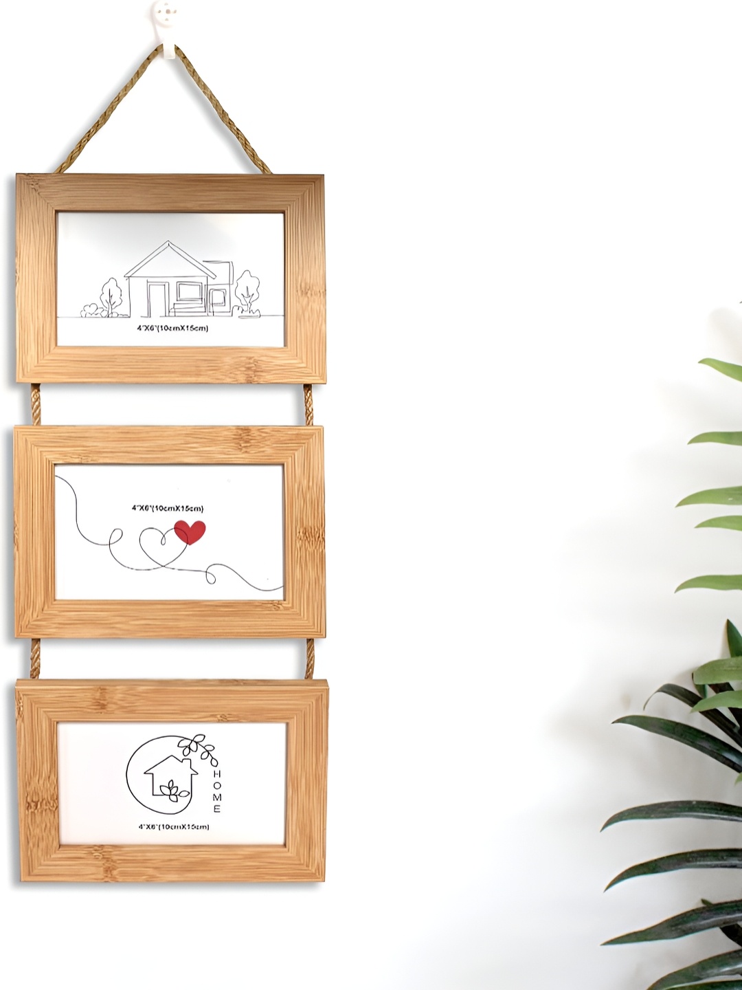 

Aura Brown & White 3 Pieces Hanging Wooden Wall Photo Frames