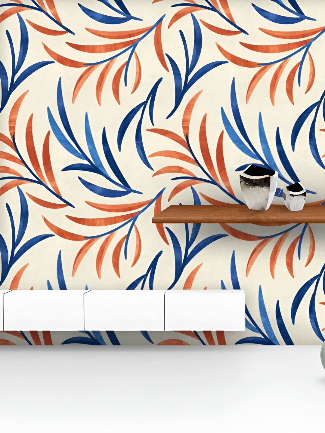 

ArtzFolio Off White & Blue Printed UV Resistant Wallpaper