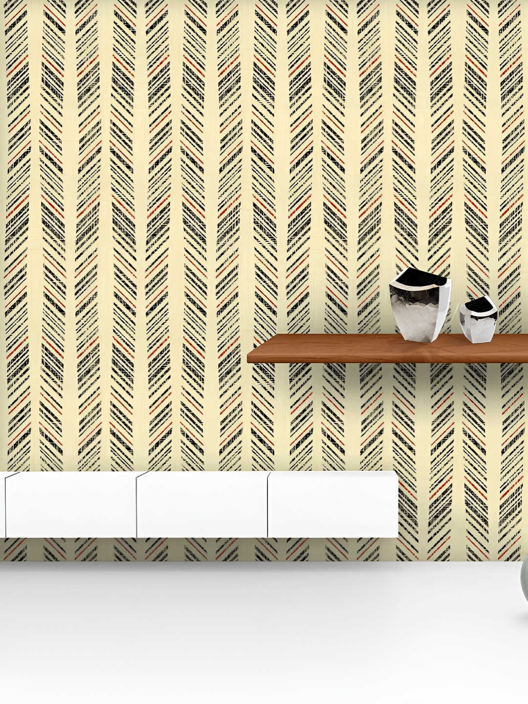 

ArtzFolio Printed UV-Resistant Anti-Bacterial Abstract Herringbone Stripes Peel & Stick Wallpaper, Multi