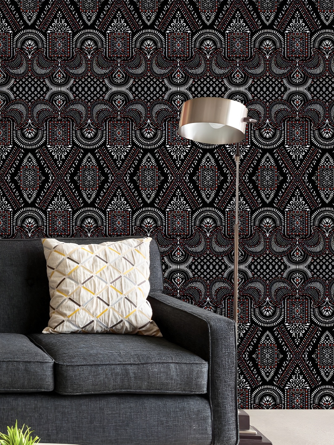 

ArtzFolio Printed UV-Resistant Anti-Bacterial Traditional Indian Pattern Peel & Stick Wallpaper, Multi