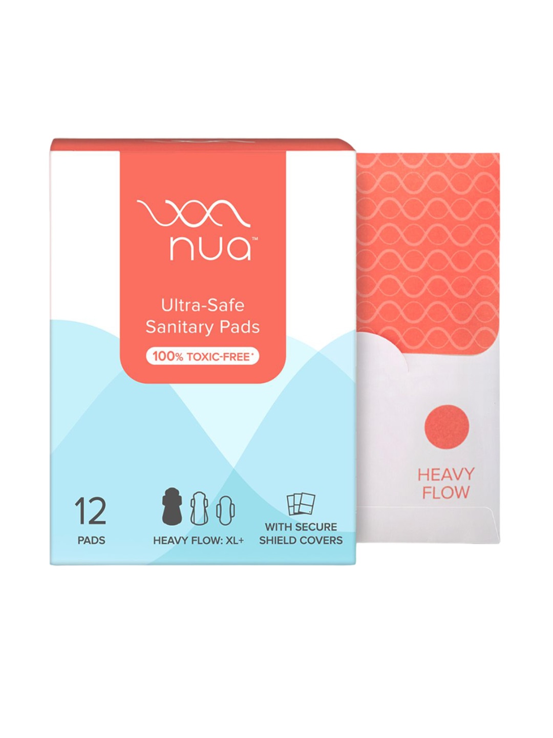 

Nua Ultra Safe Heavy Flow Sanitary Pads With Secure Shield Covers - 12 Pads, White