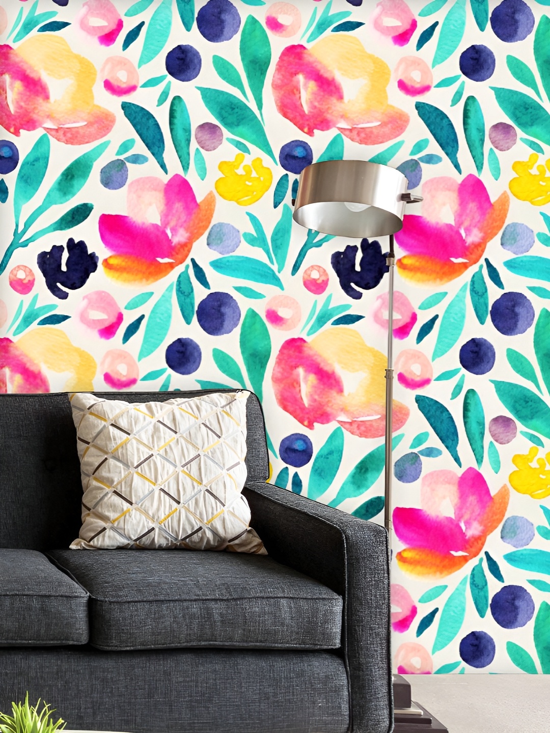 

ArtzFolio Printed UV-Resistant Anti-Bacterial Watercolor Floral Pattern Peel & Stick Wallpaper, Multi