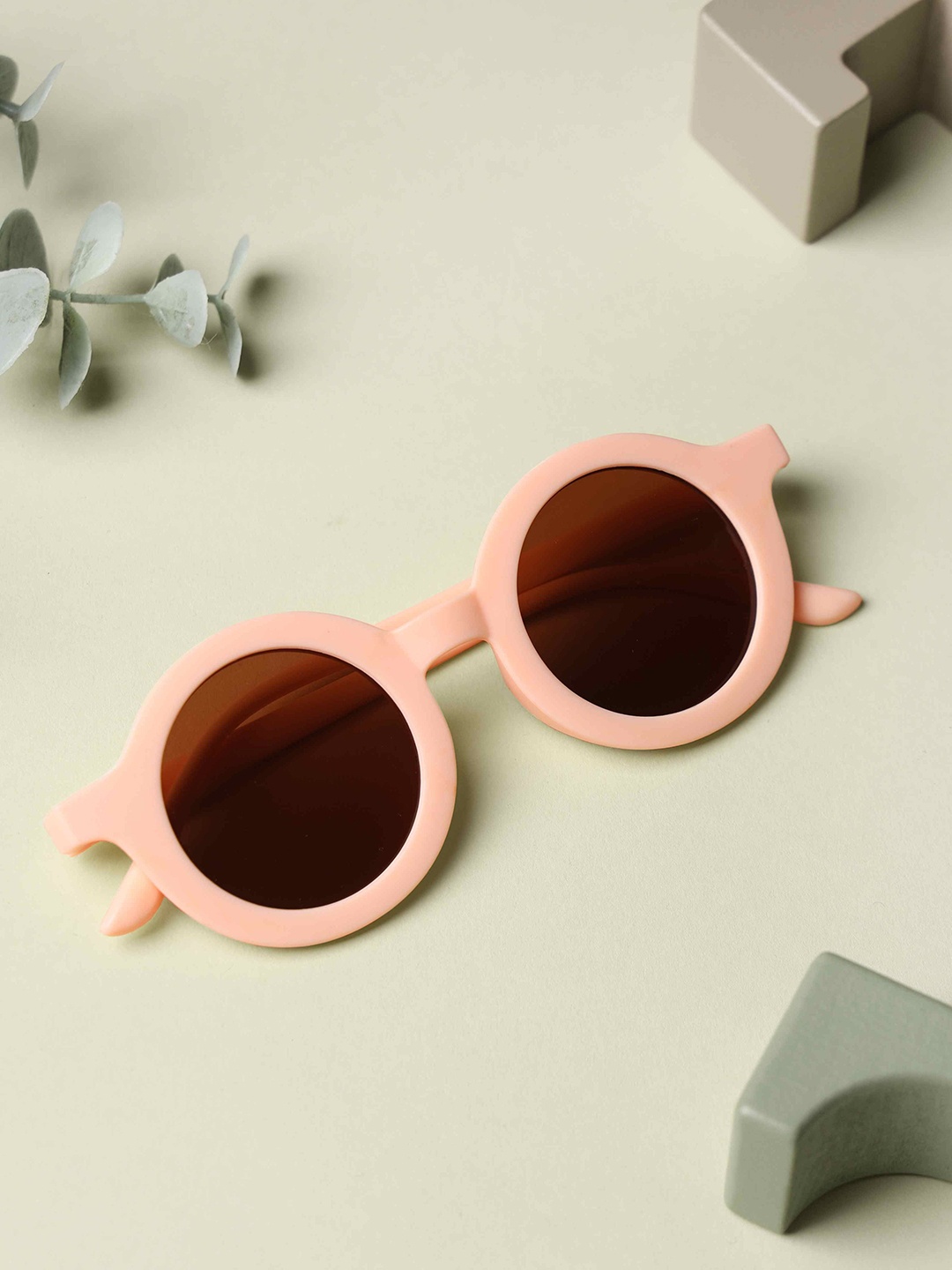 

KICKS & CRAWL Unisex Kids Round Sunglasses LEY-1010159-Peach, Brown