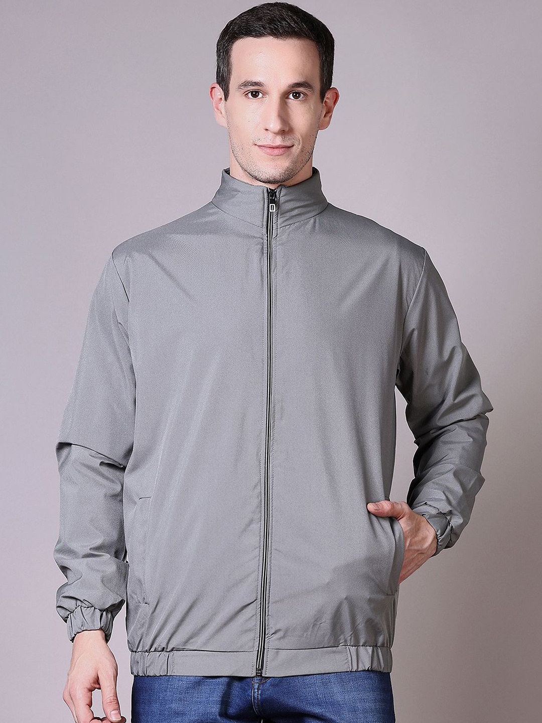 

V-Mart Men Bomber Jacket, Grey
