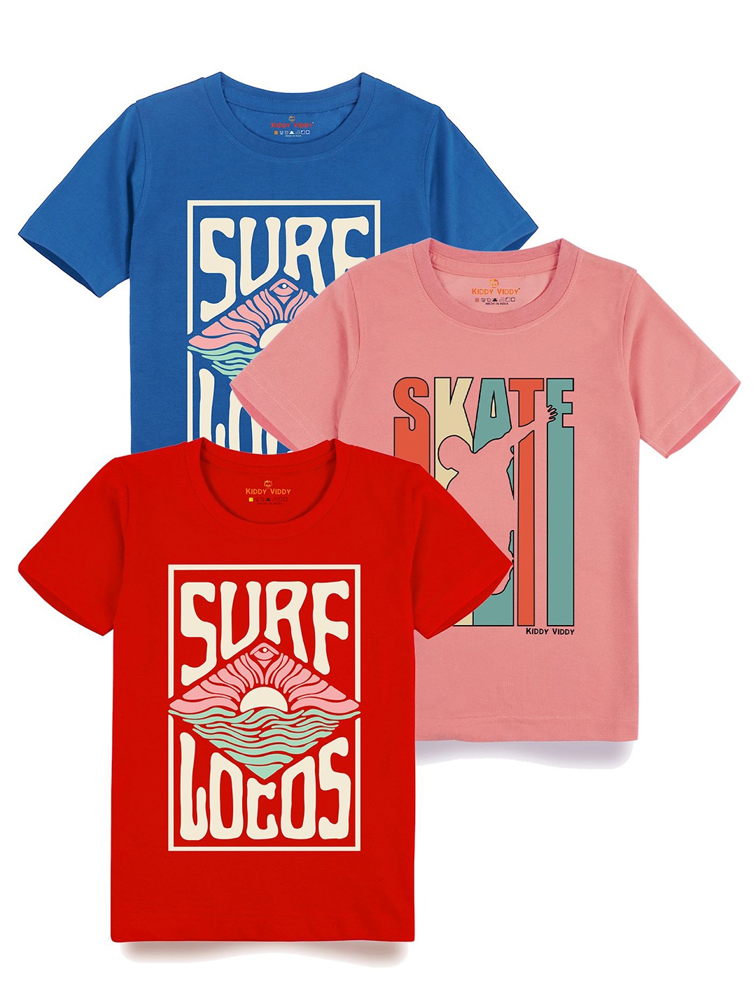 

Kiddy Viddy Boys 3 Printed T-shirt, Teal