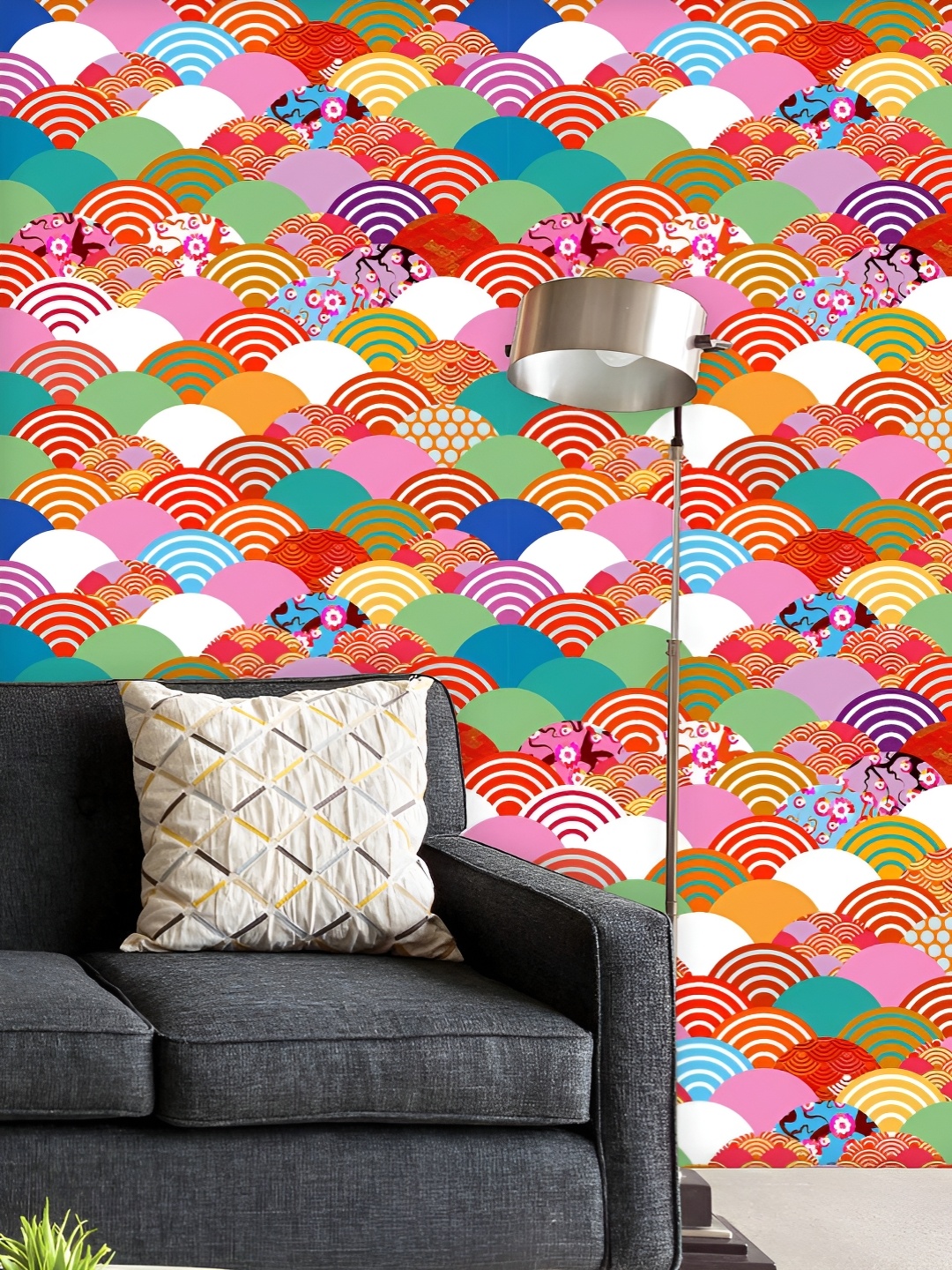 

ArtzFolio Printed UV-Resistant Anti-Bacterial Colorful Fish Scales Peel & Stick Wallpaper, Multi