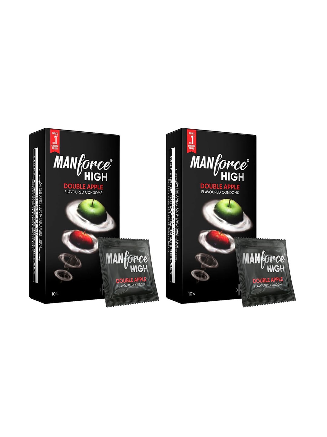 

Manforce Set Of 2 High Lubricated Double Apple Flavoured Condoms - 10Pcs Each, Black