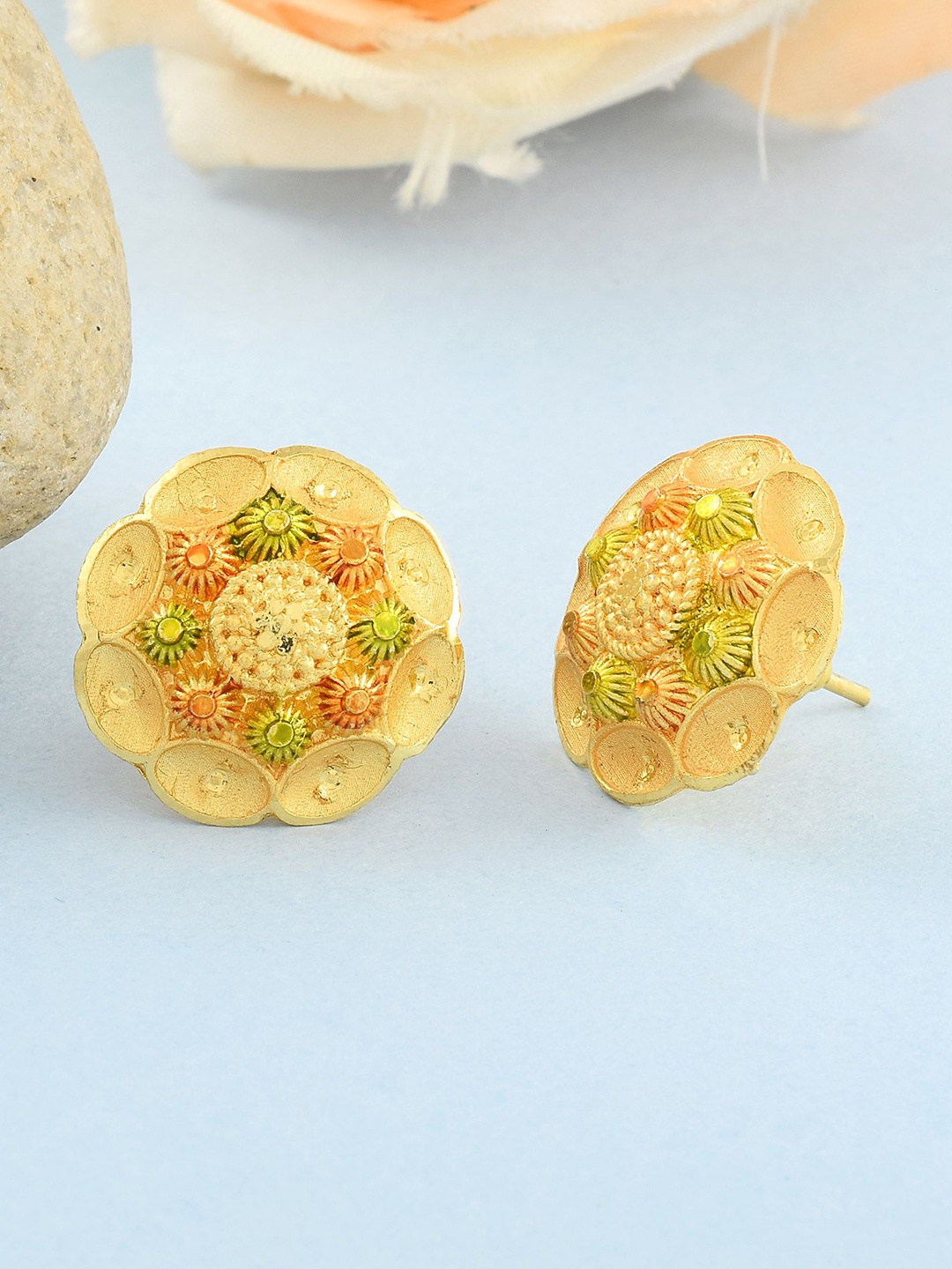 

MEMOIR Gold-Plated Meenakari Contemporary Studs Earrings