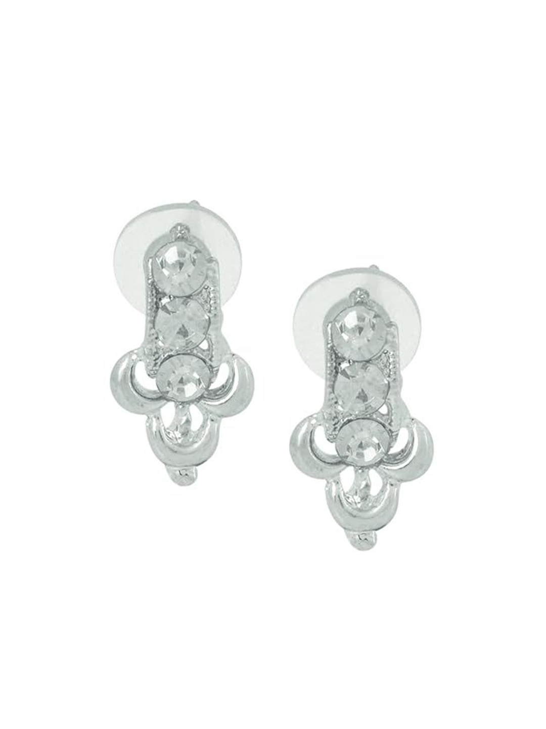 

MEMOIR Silver Plated CZ Studded Contemporary Drop Earrings