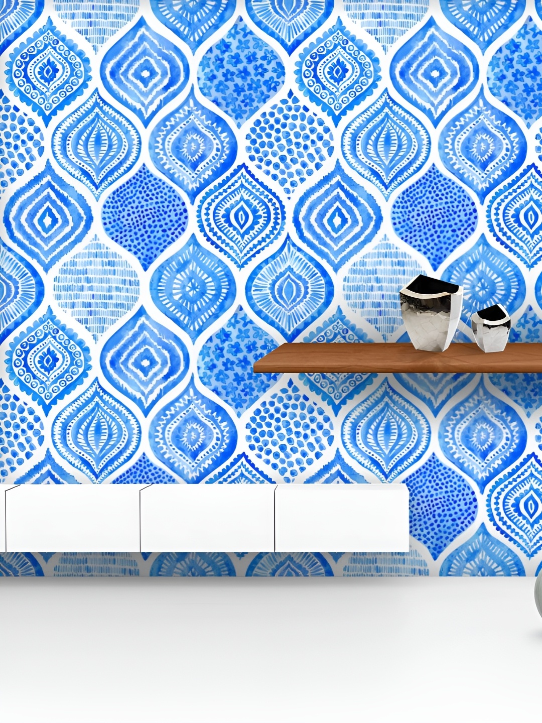 

ArtzFolio Printed UV-Resistant Anti-Bacterial Vintage Watercolor Ornamental Pattern Peel & Stick Wallpaper, Multi