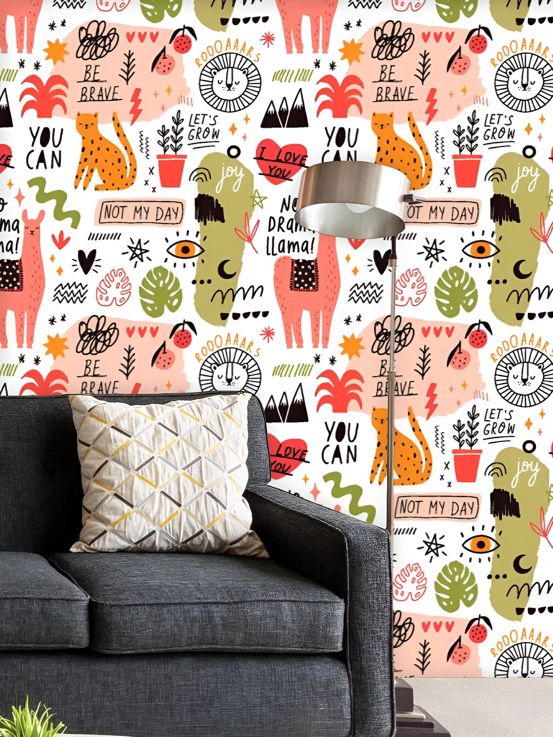 

ArtzFolio Printed UV-Resistant Anti-Bacterial Hand Drawn Animals Doodle Peel & Stick Wallpaper, Multi
