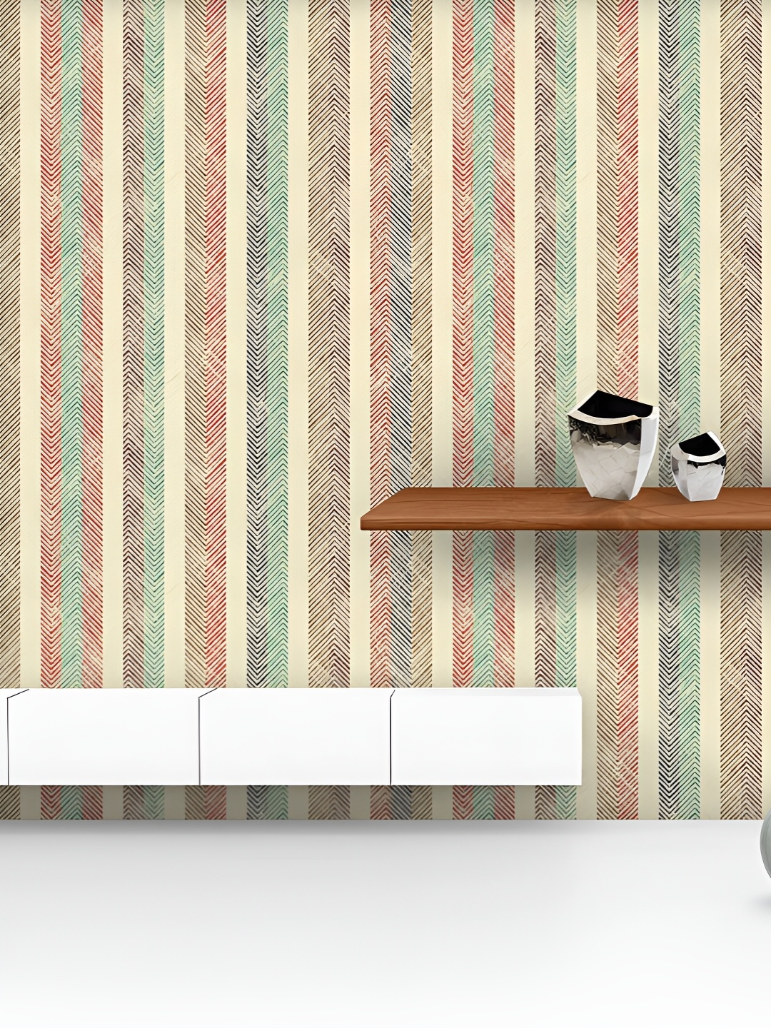 

ArtzFolio Cream-Coloured & Red Printed UV-Resistant Peel & Stick Wallpaper