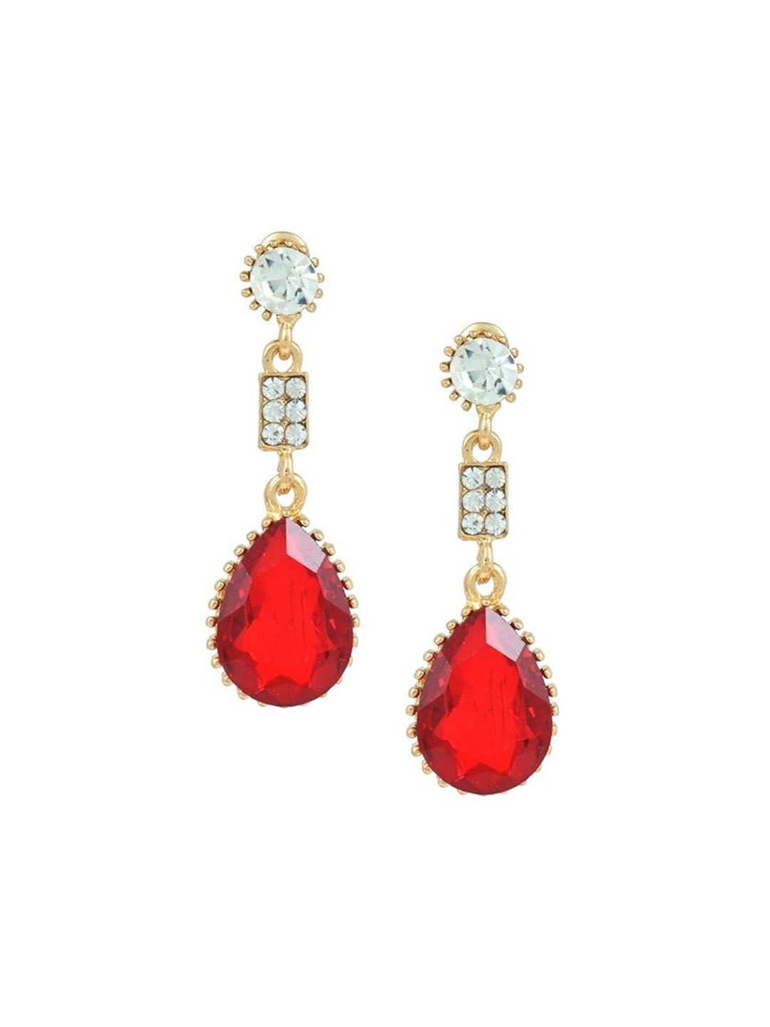 

MEMOIR Gold Plated CZ Studded Contemporary Drop Earrings