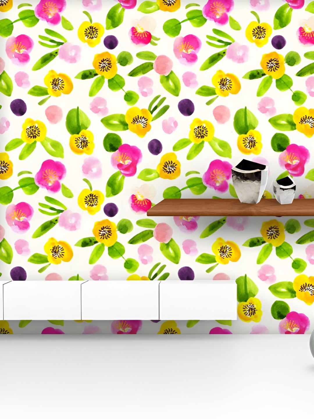 

ArtzFolio Printed UV-Resistant Anti-Bacterial Watercolor Floral Pattern Peel & Stick Wallpaper, Multi