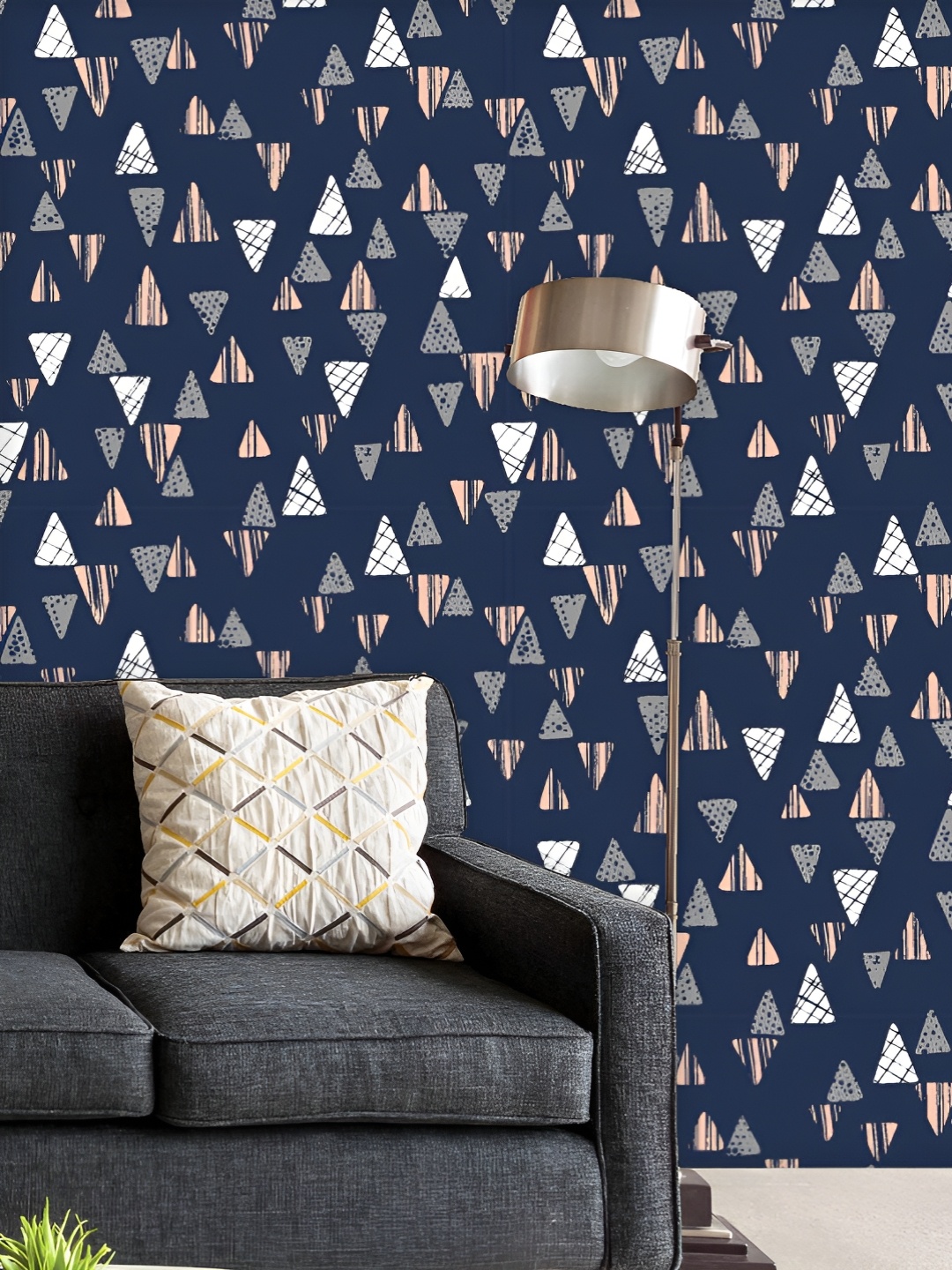 

ArtzFolio Printed UV-Resistant Anti-Bacterial Hand-Drawn Tribal Triangles Peel & Stick Wallpaper, Multi