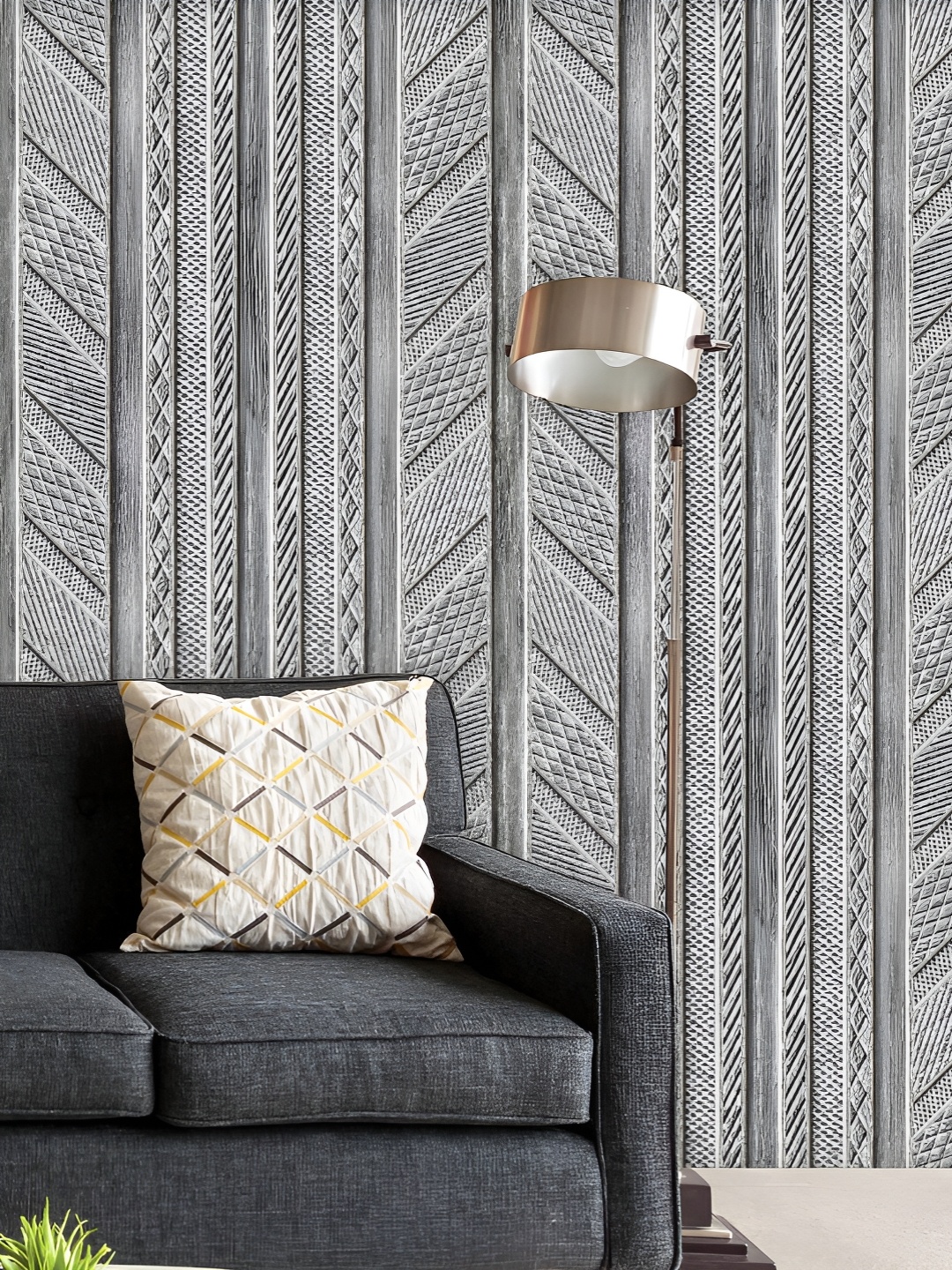 

ArtzFolio Printed UV-Resistant Anti-Bacterial D Grey Vertical Stripes Peel & Stick Wallpaper, Multi