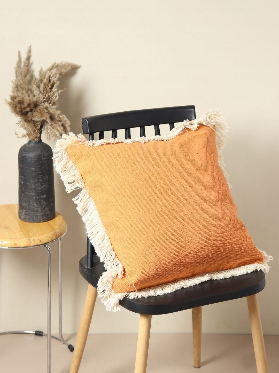 

Art Avenue Orange-Coloured & White Cotton Square Cushion Covers