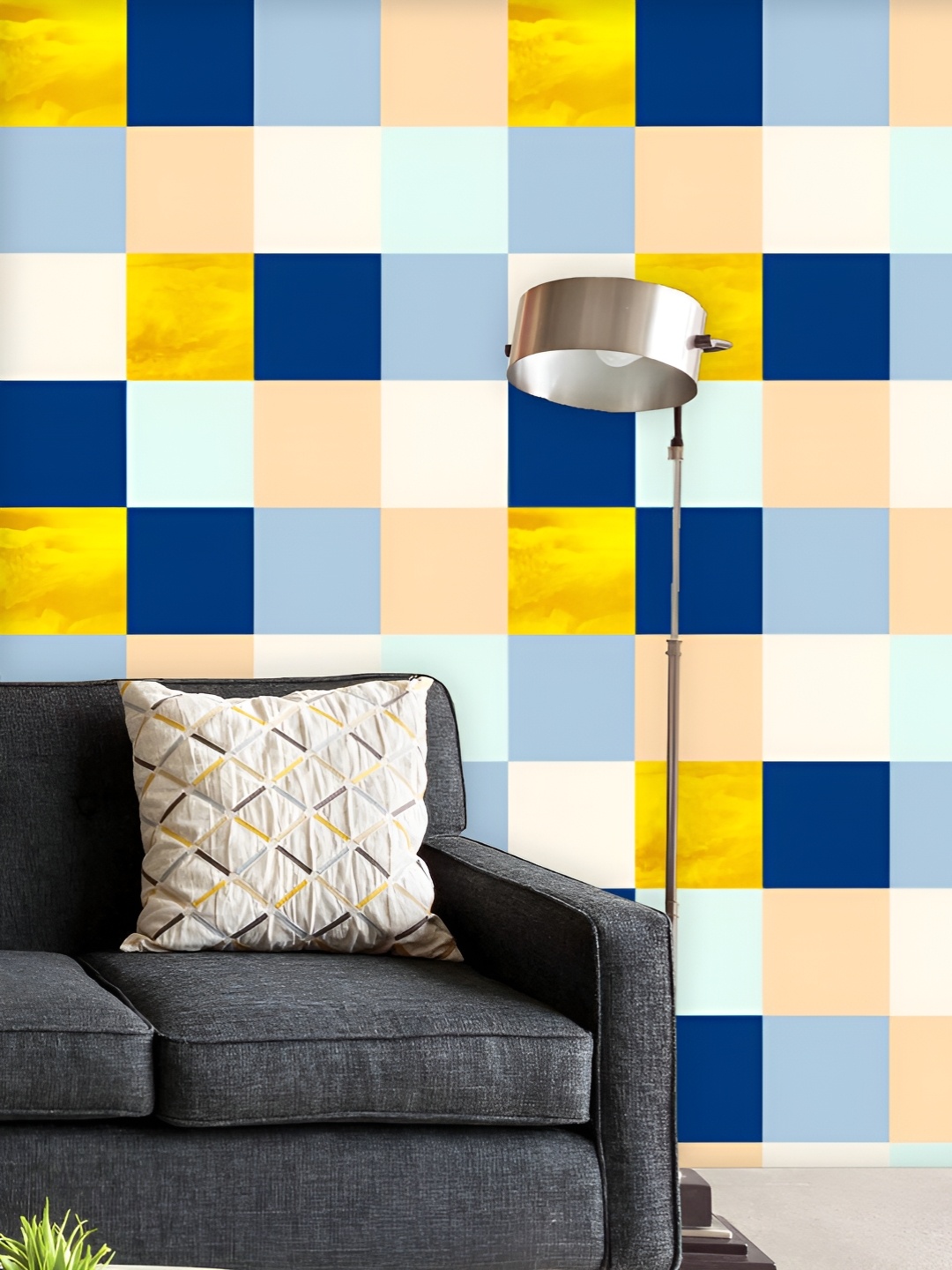 

ArtzFolio Printed UV-Resistant Anti-Bacterial Geometric Squares Peel & Stick Wallpaper, Multi