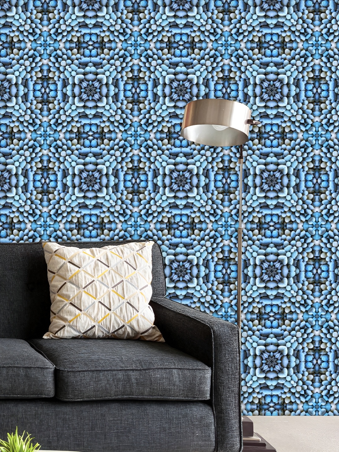 

ArtzFolio Printed UV-Resistant Anti-Bacterial Blue Stone Pattern Peel & Stick Wallpaper, Multi