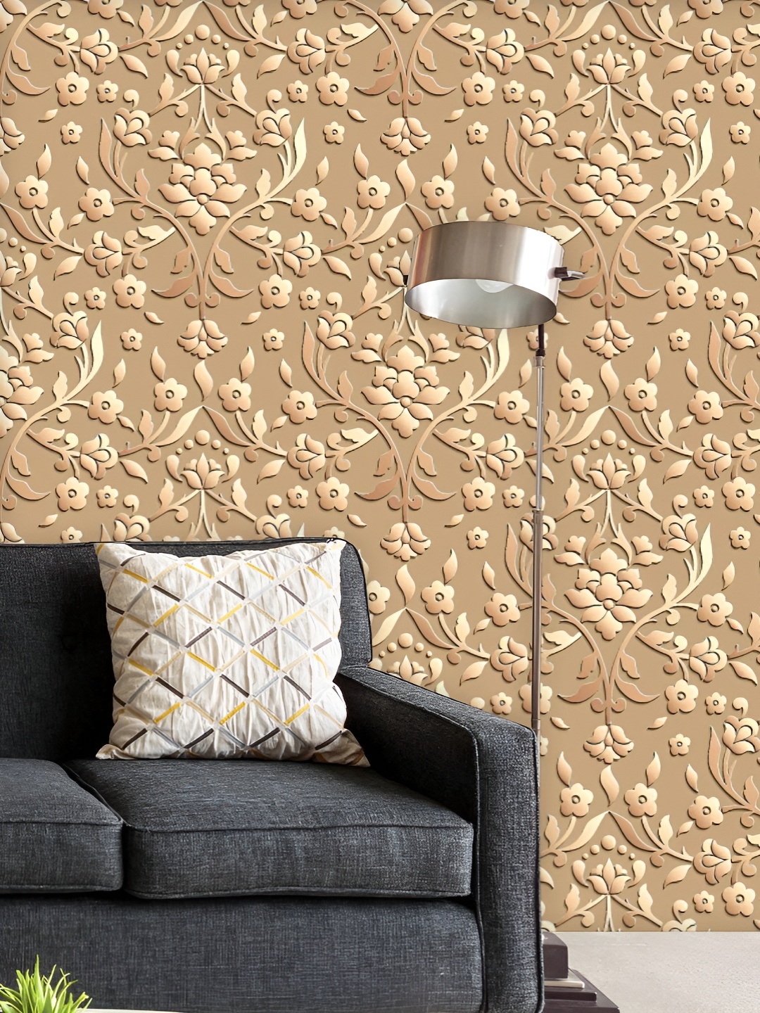 

ArtzFolio Printed UV-Resistant Anti-Bacterial Luxury Damask Pattern Peel & Stick Wallpaper, Multi