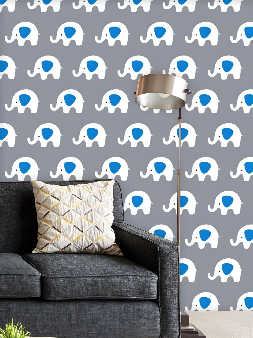 

ArtzFolio Printed UV-Resistant Anti-Bacterial Cartoon Elephant Peel & Stick Wallpaper, Multi