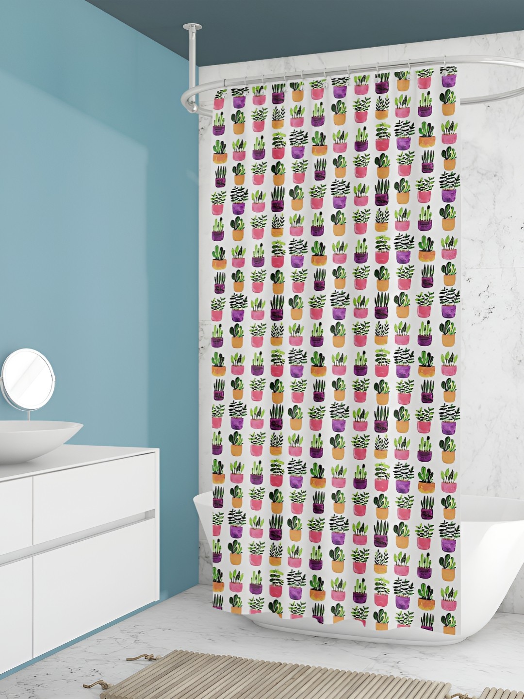

ArtzFolio White & Purple Printed Waterproof Shower Curtain