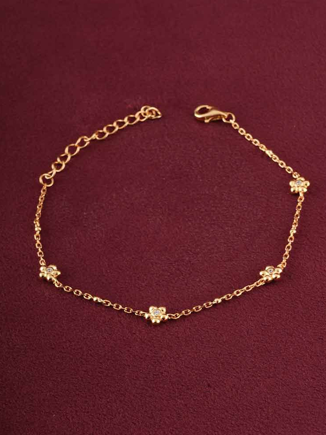 

PALMONAS Gold-Plated Sterling Silver CZ Studded Waterproof Anti-Tarnish Link Bracelet