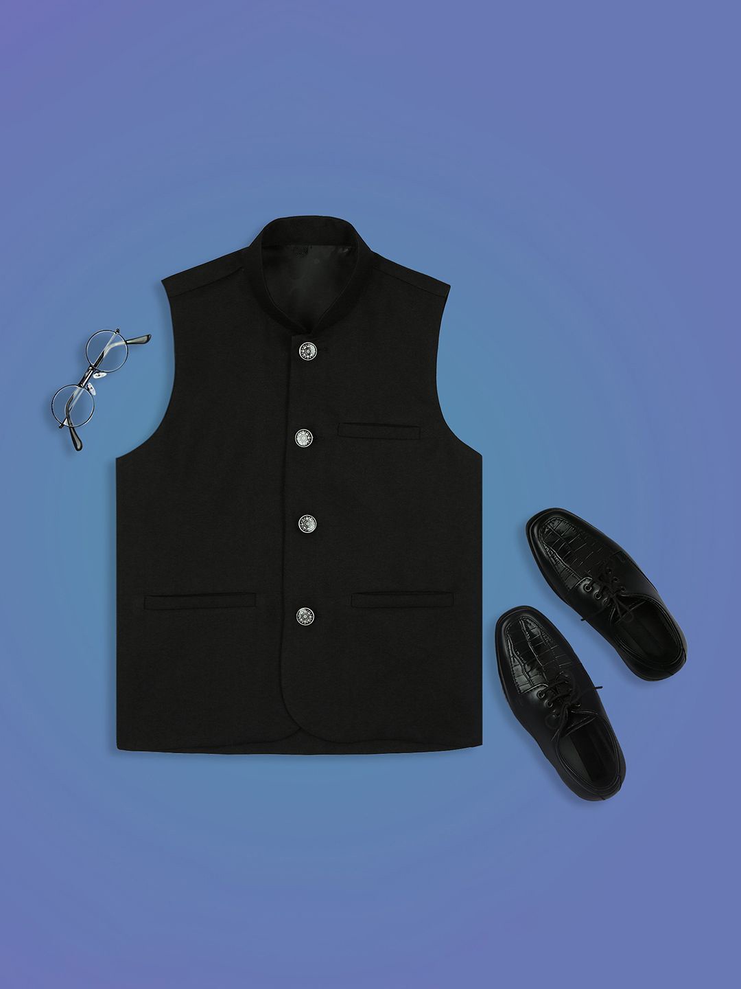 

YK Boys Sleeveless Nehru Jackets, Black