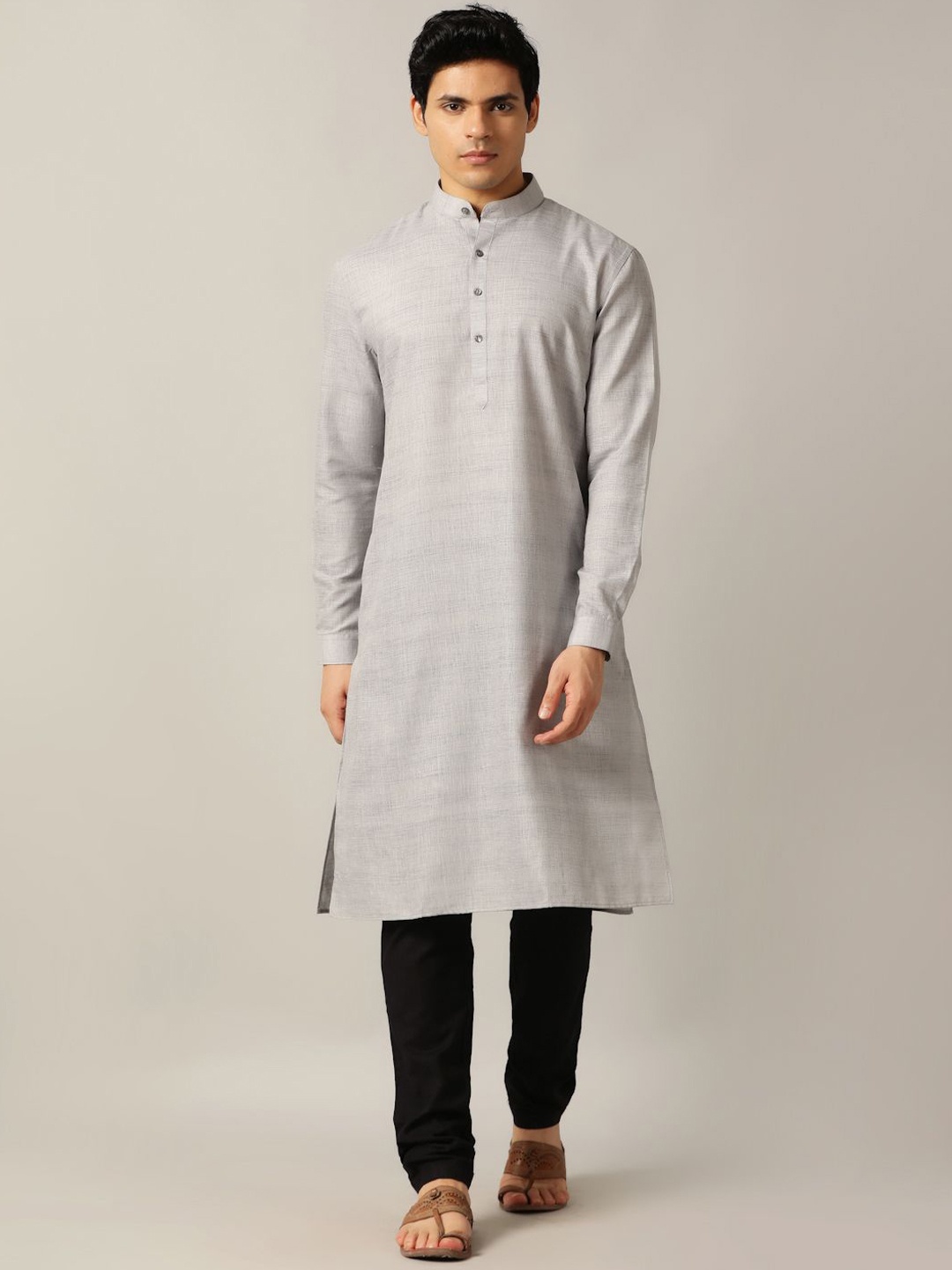 

Modi Kurta Mandarin Collar Straight Kurtas, Grey