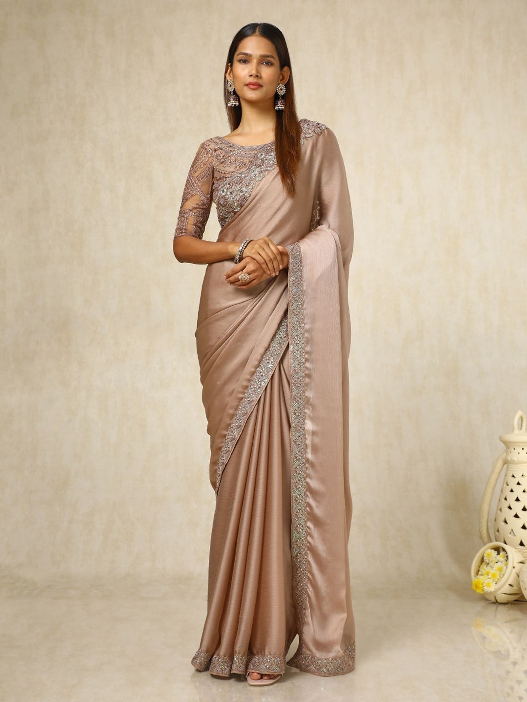 

Soch Sequinned Pure Chiffon Saree, Brown