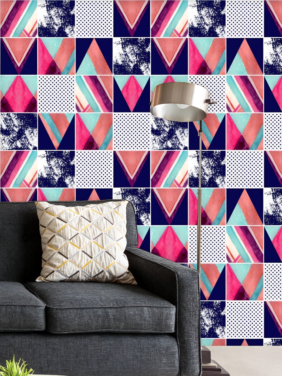 

ArtzFolio Printed UV-Resistant Anti-Bacterial Abstract Squares & Triangles Peel & Stick Wallpaper, Multi