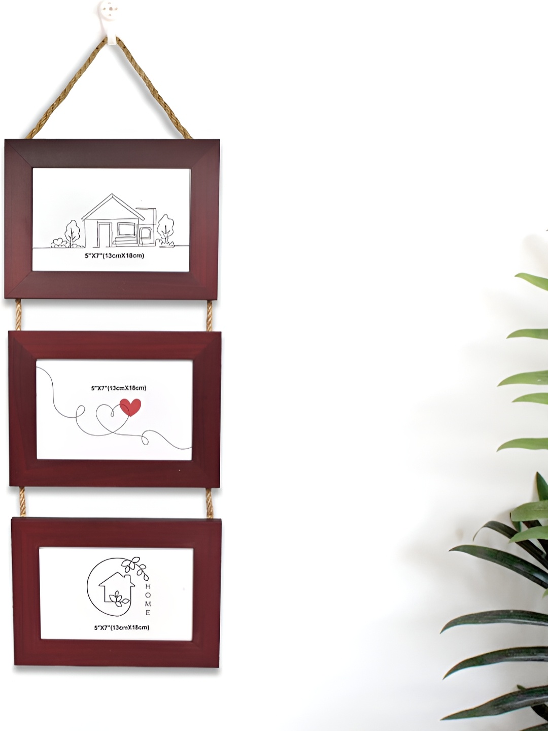 

Aura Brown 3 Pieces Hanging Wooden Wall Photo Frames