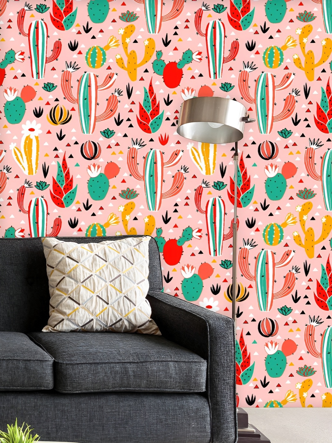 

ArtzFolio Printed UV-Resistant Anti-Bacterial Pink Desert Flowers Peel & Stick Wallpaper, Multi