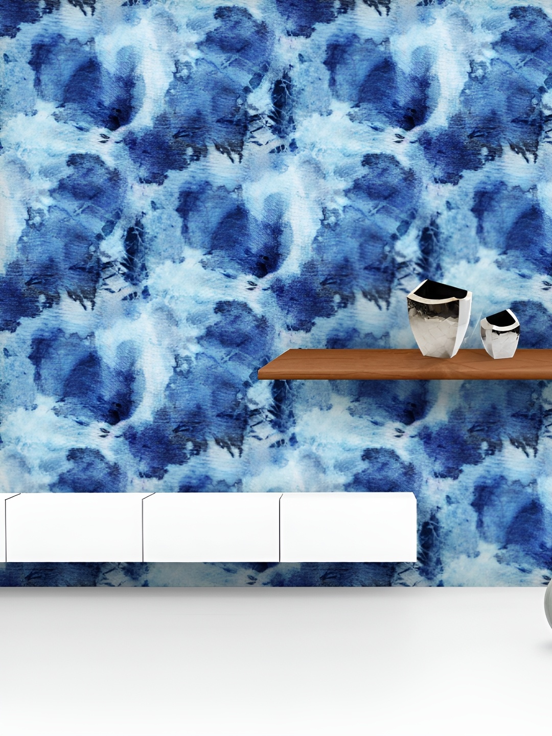 

ArtzFolio Printed UV-Resistant Anti-Bacterial Shibori Indigo Batik Peel & Stick Wallpaper, Multi