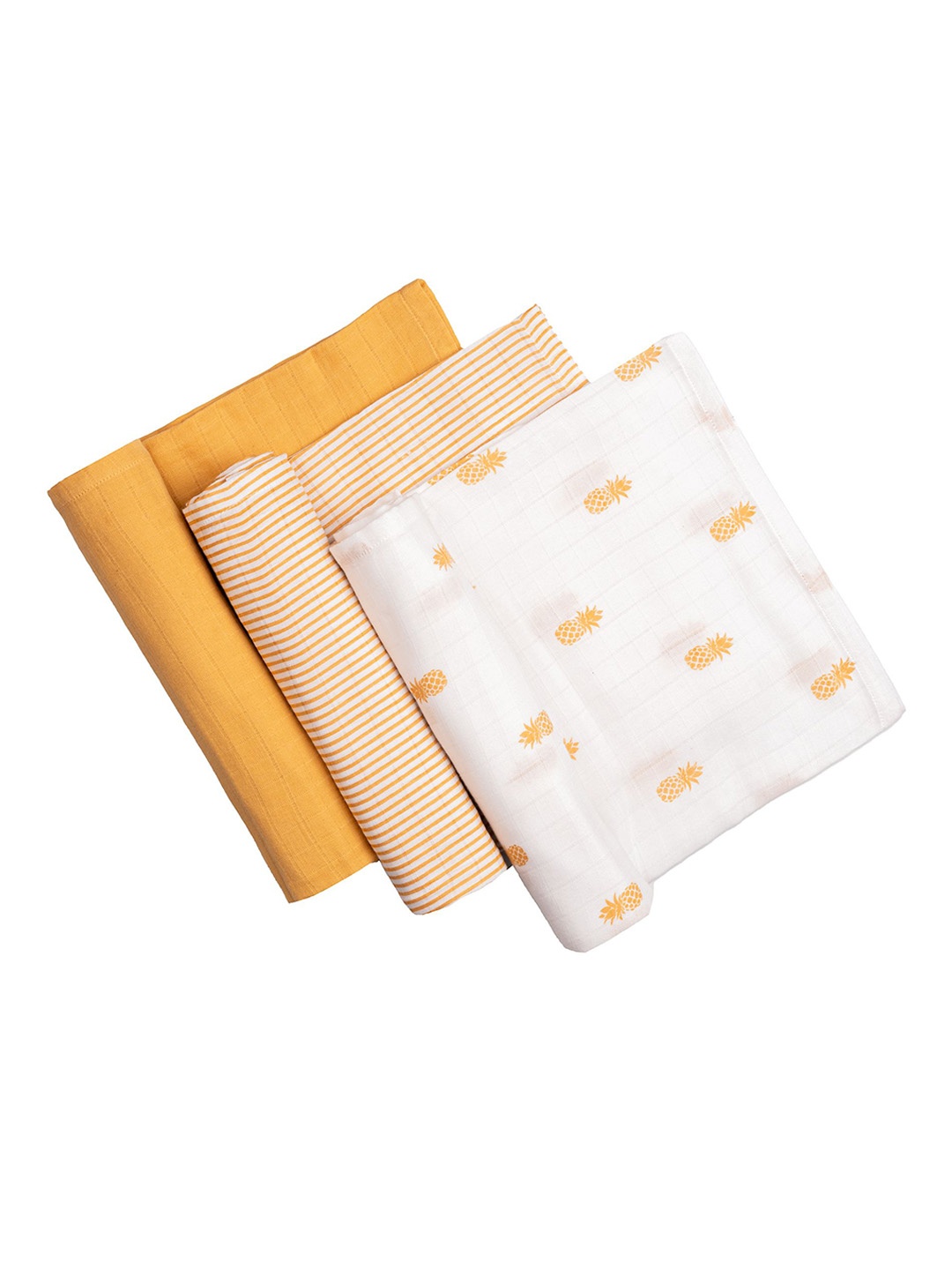 

Masilo Kids Set Of 3 Organic Muslin Swaddles, Yellow