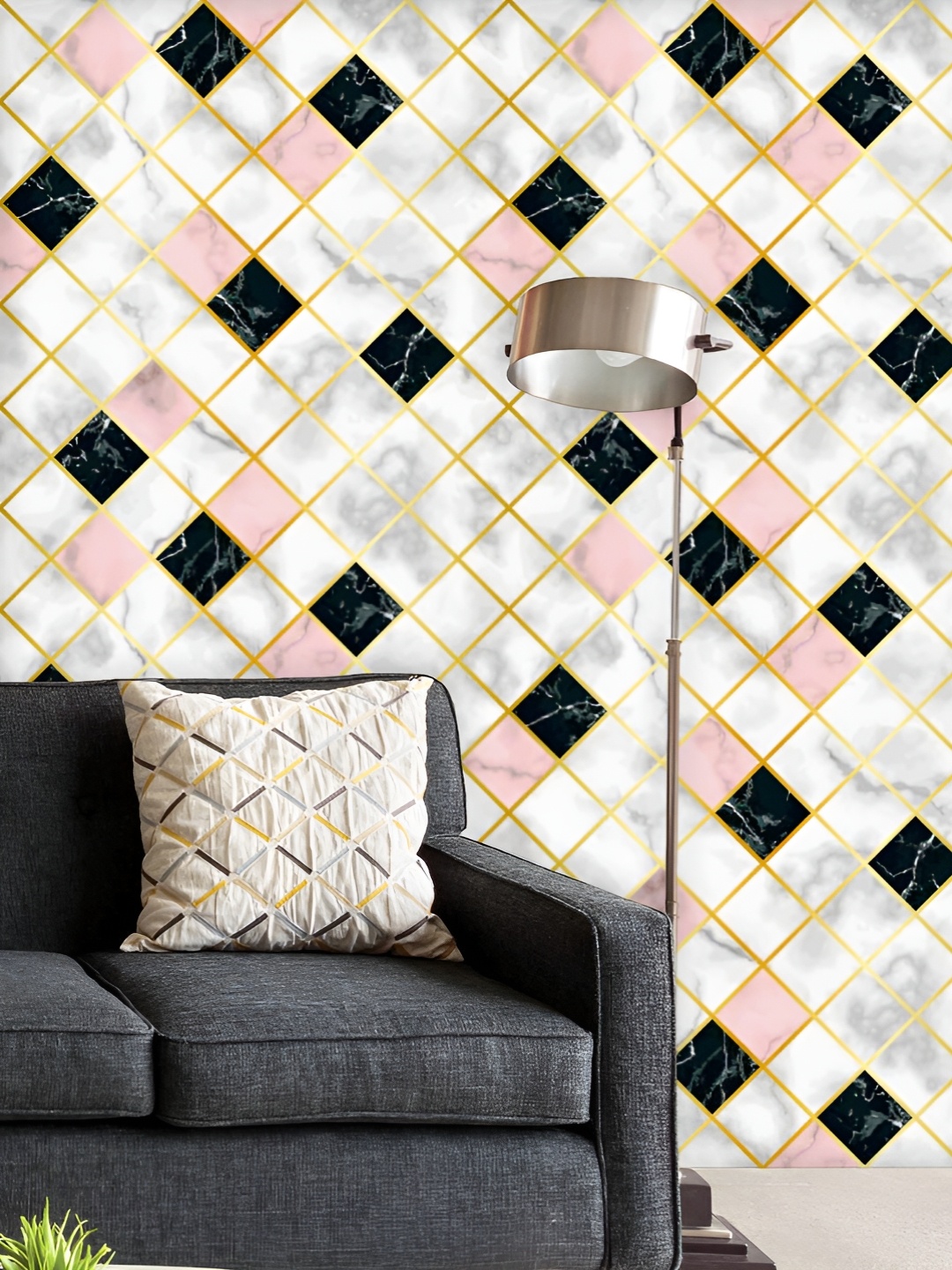 

ArtzFolio Printed UV-Resistant Anti-Bacterial Marble Geometric Pattern Peel & Stick Wallpaper, Multi