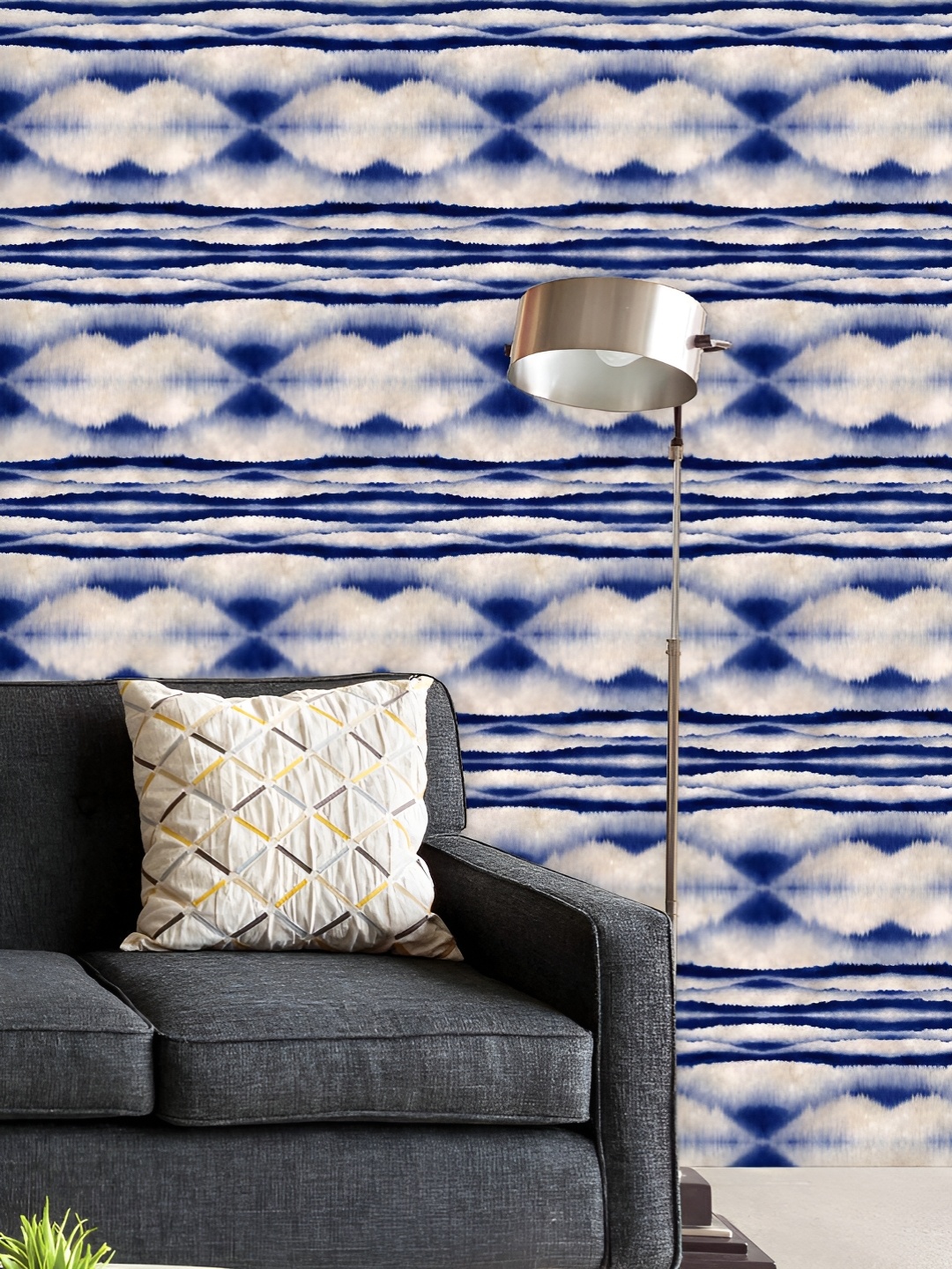 

ArtzFolio Printed UV-Resistant Anti-Bacterial Indigo Shibori Peel & Stick Wallpaper, Multi