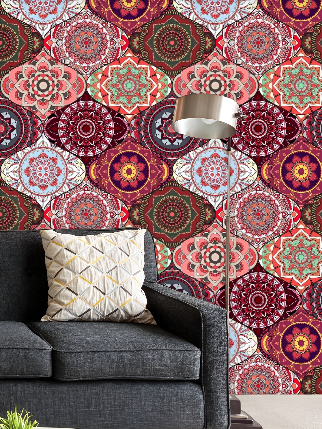 

ArtzFolio Printed UV-Resistant Anti-Bacterial Vintage Arabic Indian Motifs Peel & Stick Wallpaper, Multi