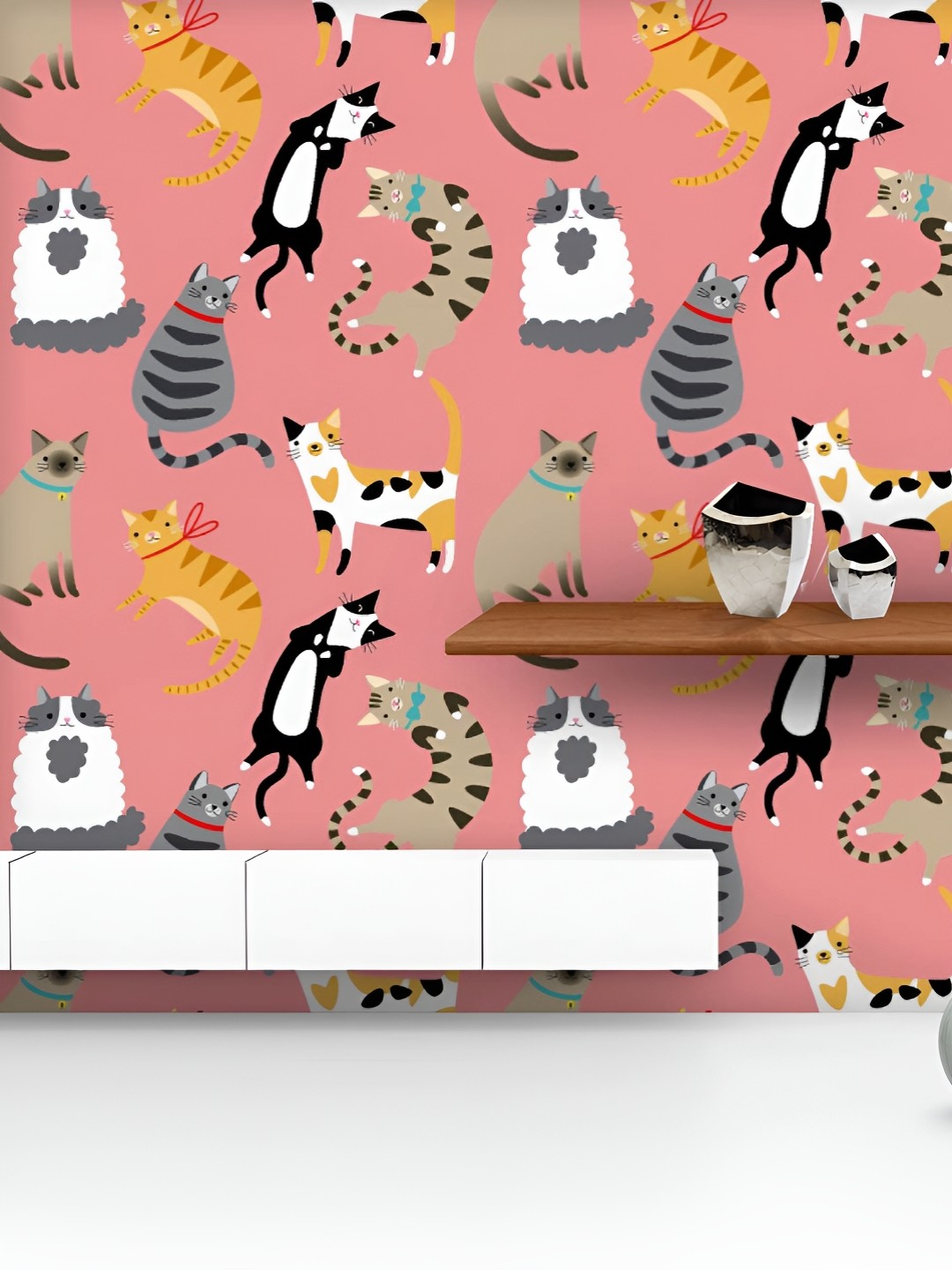 

ArtzFolio Printed UV-Resistant Anti-Bacterial Cartoon Cats Peel & Stick Wallpaper, Multi