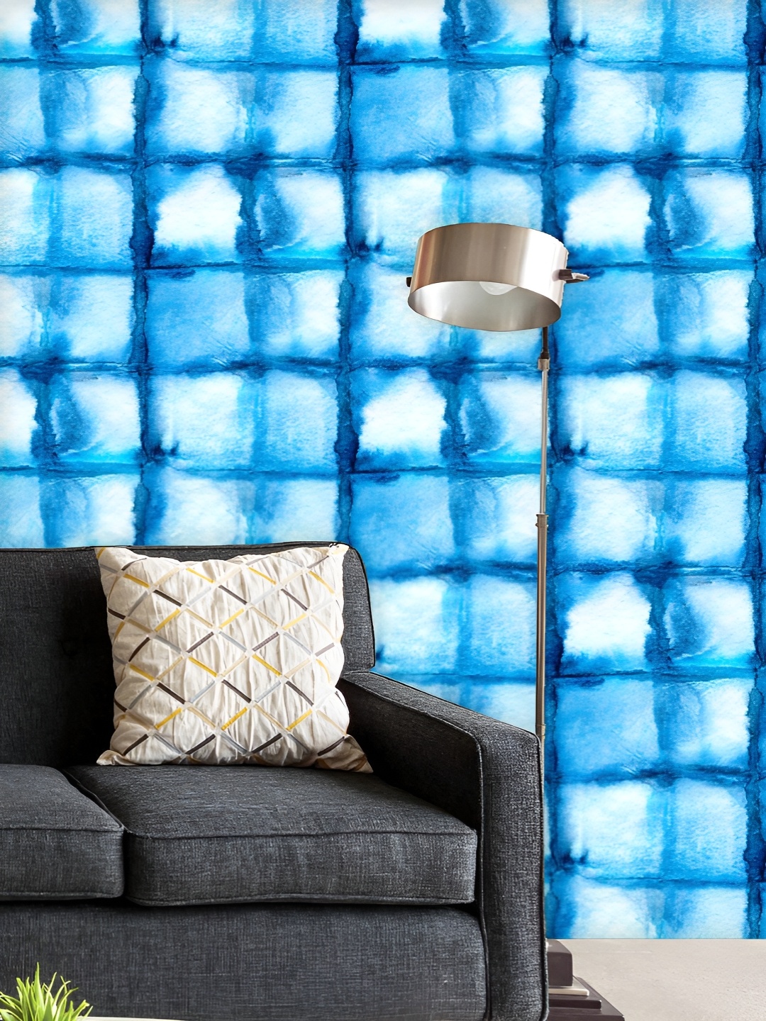 

ArtzFolio Printed UV-Resistant Anti-Bacterial Shibori Indigo Colors Peel & Stick Wallpaper, Multi