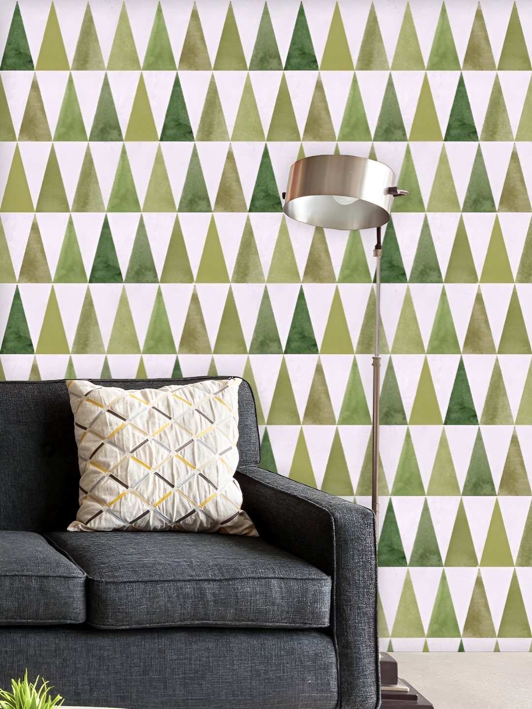 

ArtzFolio Printed UV-Resistant Anti-Bacterial Green Triangles Peel & Stick Wallpaper, Multi