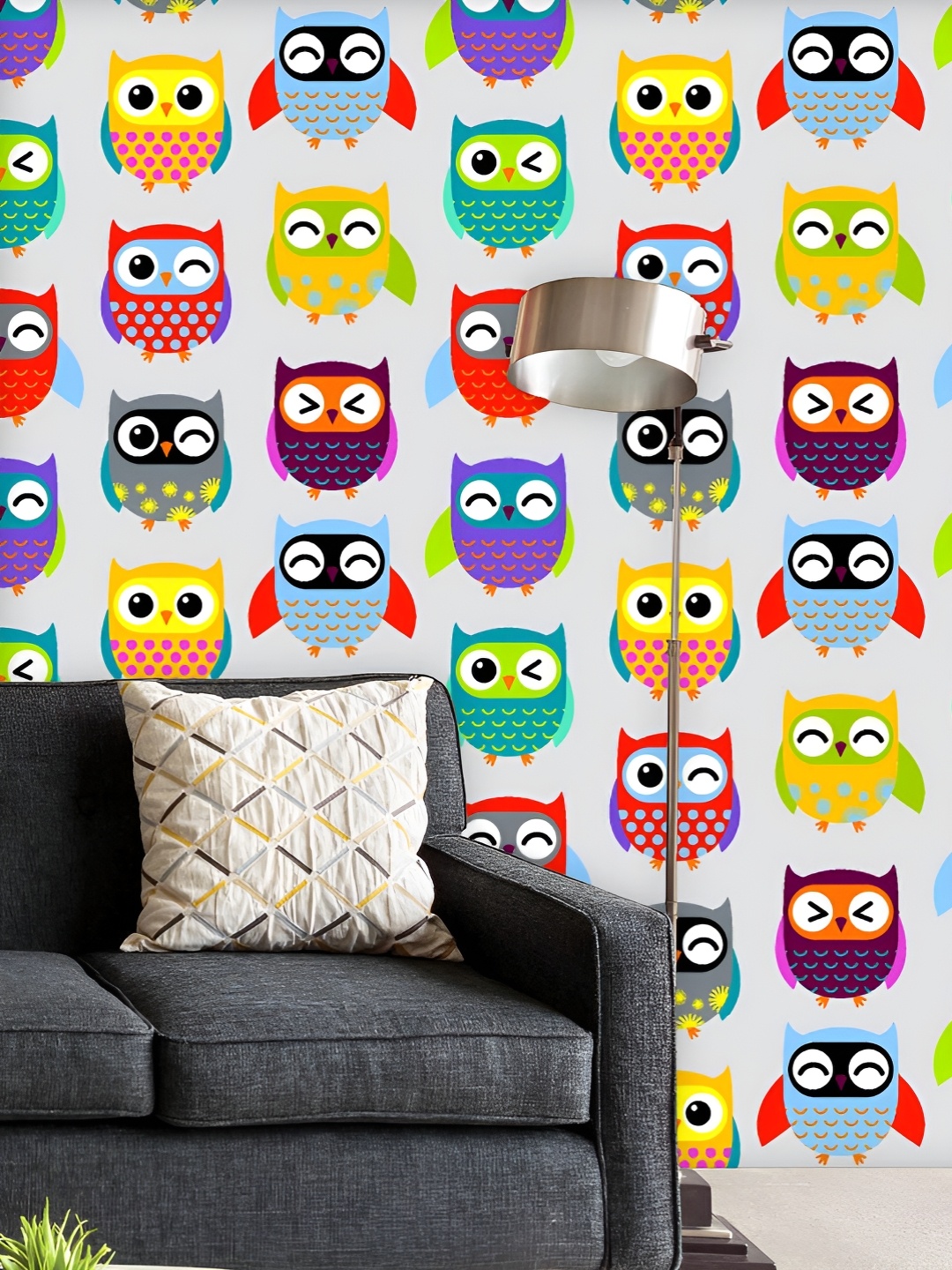 

ArtzFolio Printed UV-Resistant Anti-Bacterial Owls Pattern Peel & Stick Wallpaper, Multi